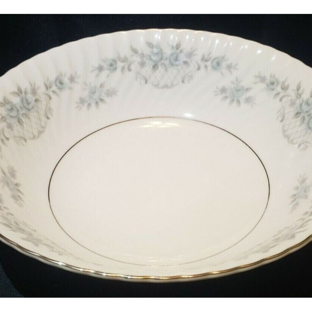 Mikasa Clarion Vegetable Serving Bowl 9" Cottage Floral Gray Blue Fine China